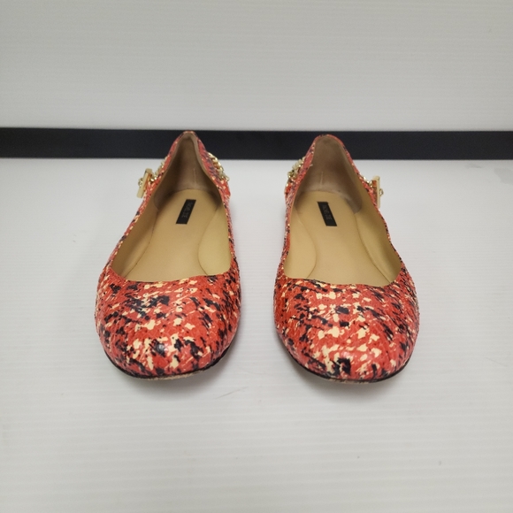 Rachel Zoe Multi Colored flats with gold chain detail on heel size 11M - Picture 3 of 12